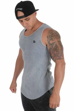 Tanks<Youngla 314 Scoop Bottom Ribbed Tank Grey Silver|Black|Burgundy|Black Acid Wash