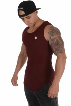 Tanks<Youngla 314 Scoop Bottom Ribbed Tank Grey Silver|Black|Burgundy|Black Acid Wash