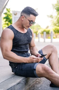 Tanks<Youngla 314 Scoop Bottom Ribbed Tank Grey Silver|Black|Burgundy|Black Acid Wash