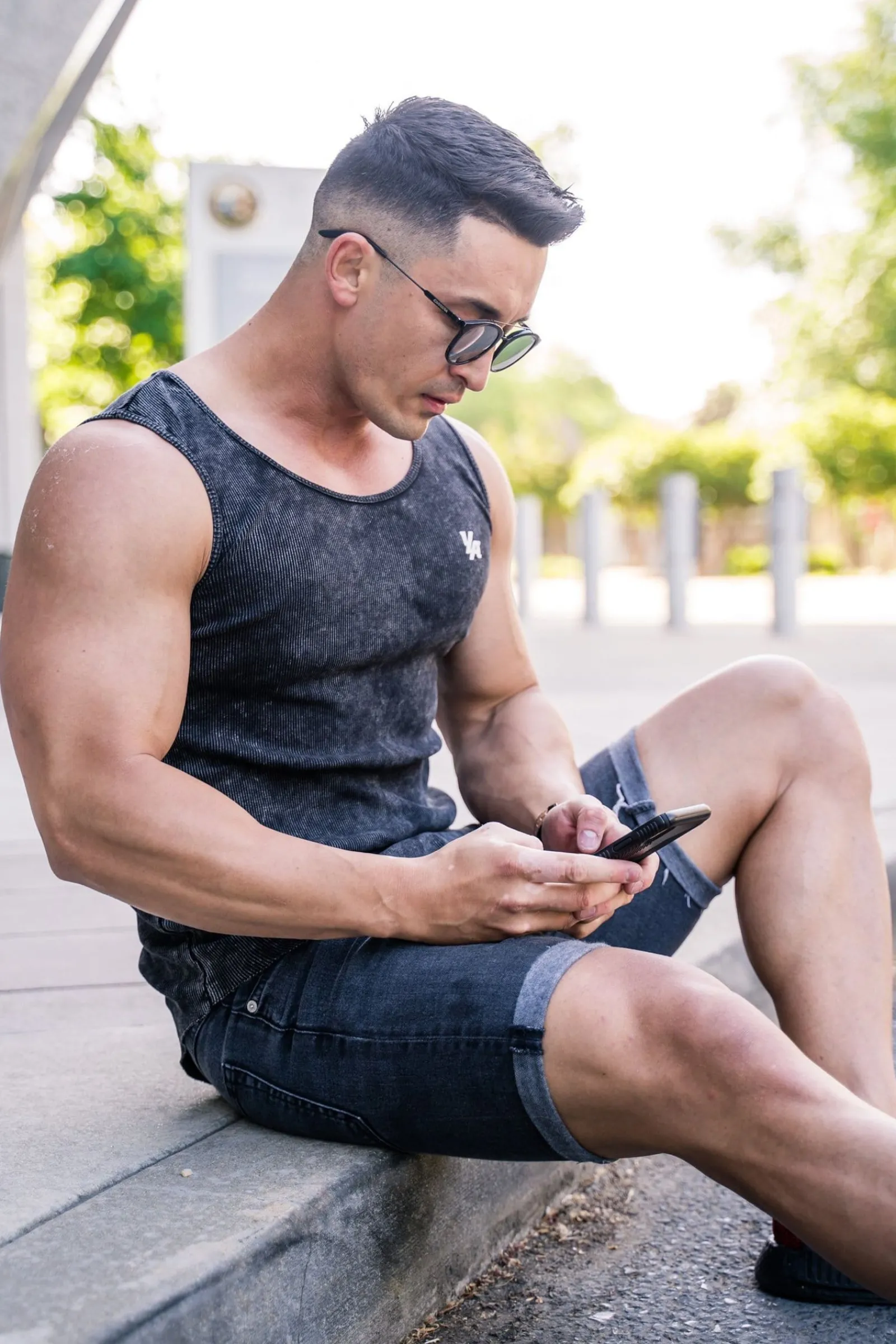 Tanks<Youngla 314 Scoop Bottom Ribbed Tank Grey Silver|Black|Burgundy|Black Acid Wash