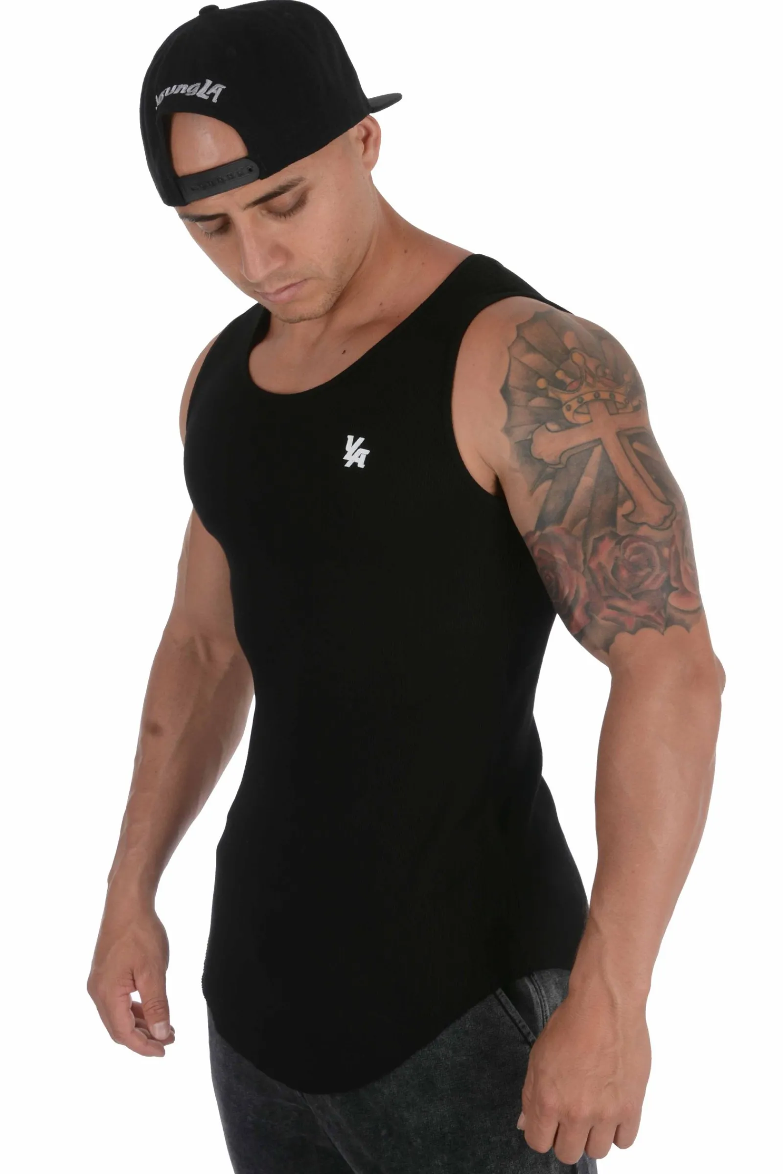 Tanks<Youngla 314 Scoop Bottom Ribbed Tank Grey Silver|Black|Burgundy|Black Acid Wash