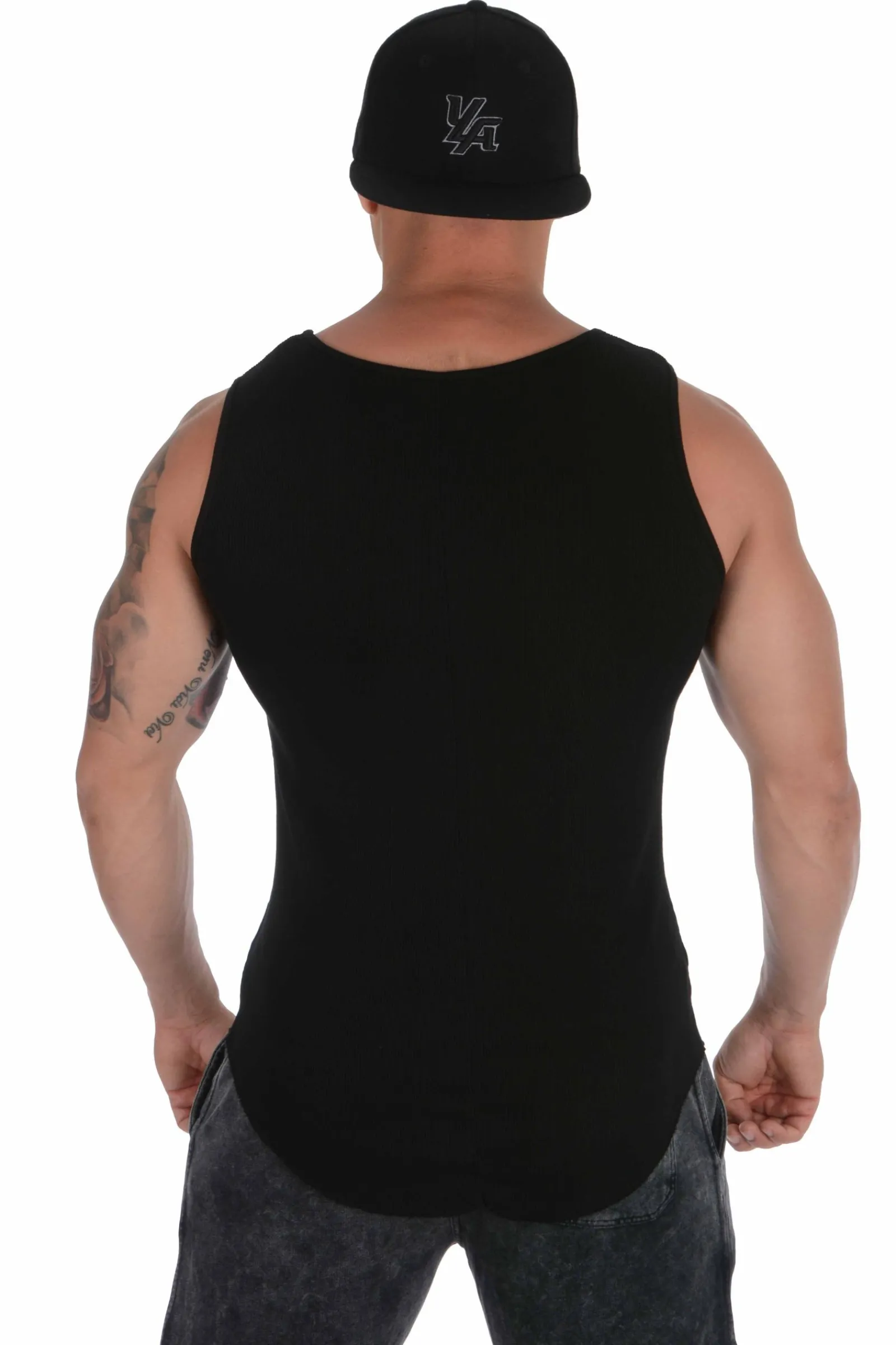 Tanks<Youngla 314 Scoop Bottom Ribbed Tank Grey Silver|Black|Burgundy|Black Acid Wash