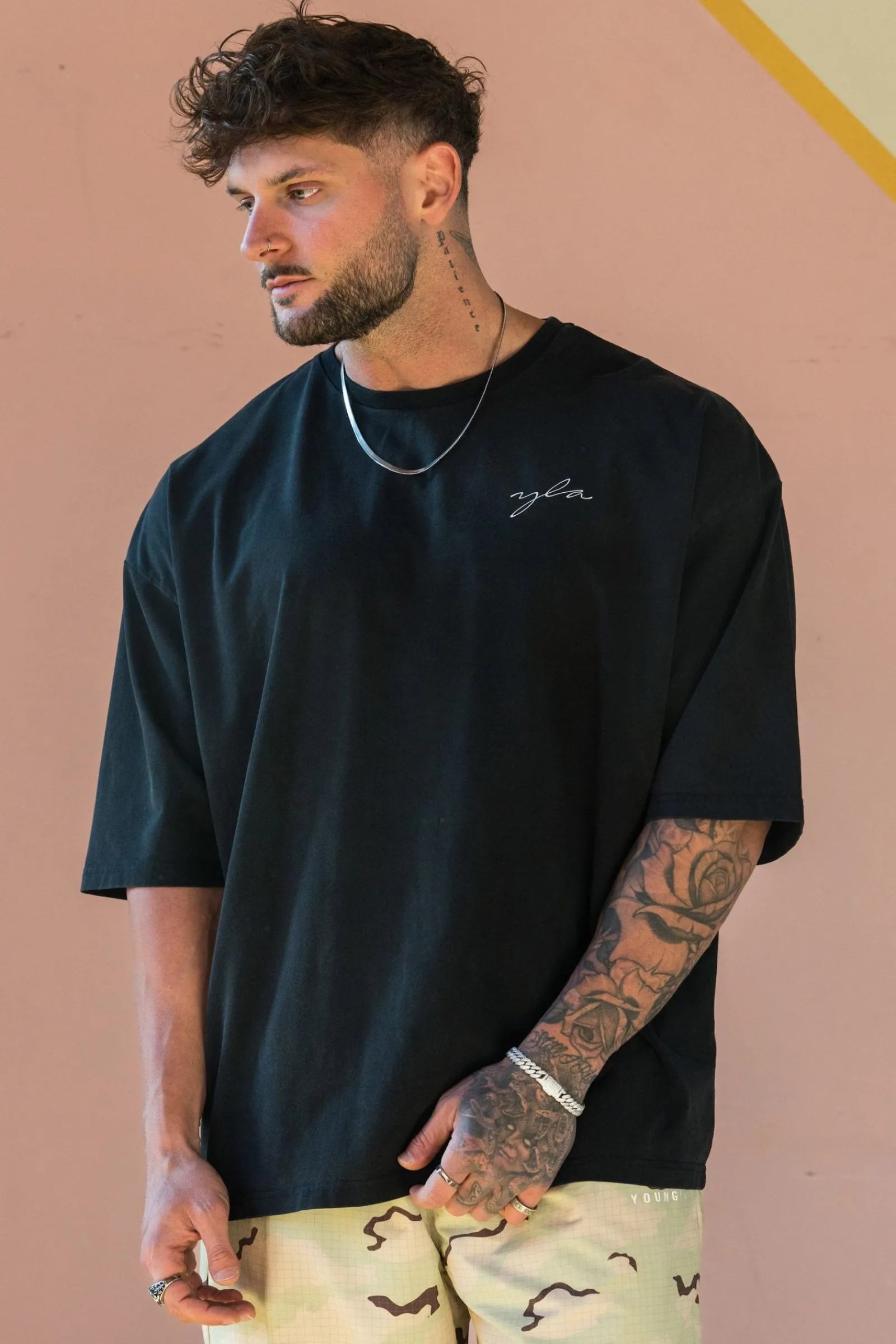 Shirts<Youngla 464 Skyline Super Sized Tees Black Wash|Lavender Wash|Plum Perfect Wash|Sepia Rose Wash