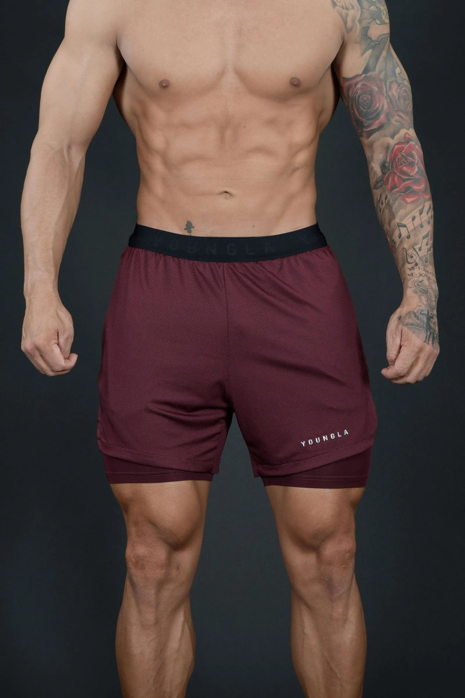 Shorts<Youngla 129 Trilogy Compression Shorts Black|Teal|Dark Red|Nude