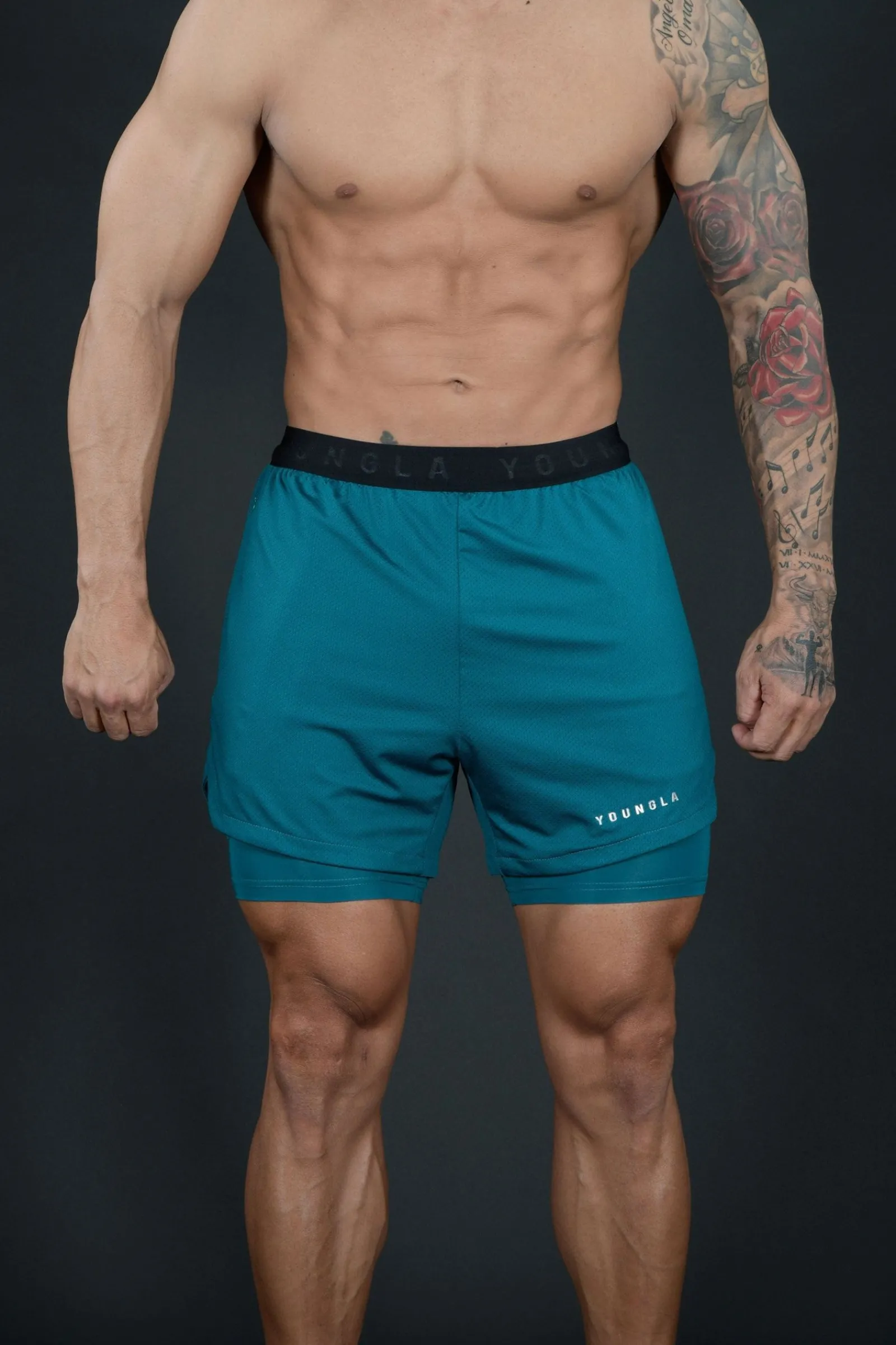 Shorts<Youngla 129 Trilogy Compression Shorts Black|Teal|Dark Red|Nude