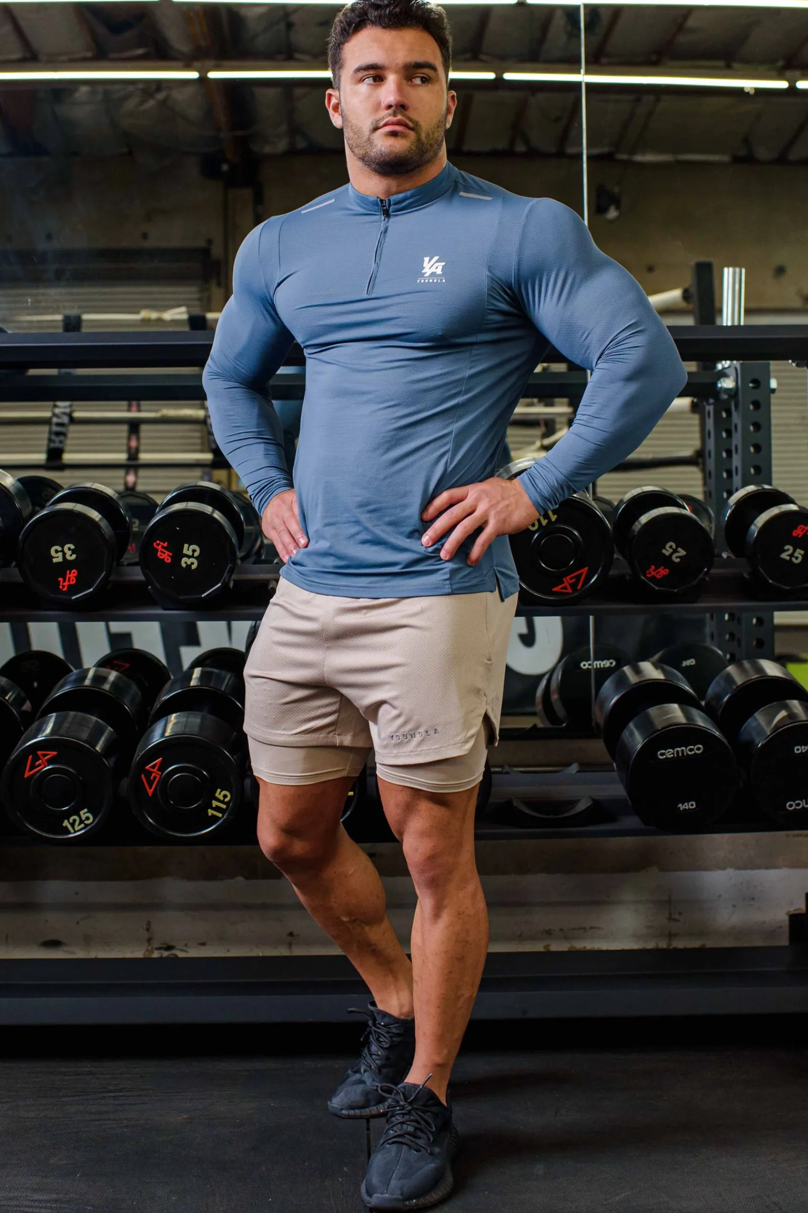 Shorts<Youngla 129 Trilogy Compression Shorts Black|Teal|Dark Red|Nude