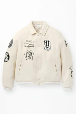 Outerwear<Youngla 569-Ace Of Spade Letterman Black|Bone|Carolina Blue
