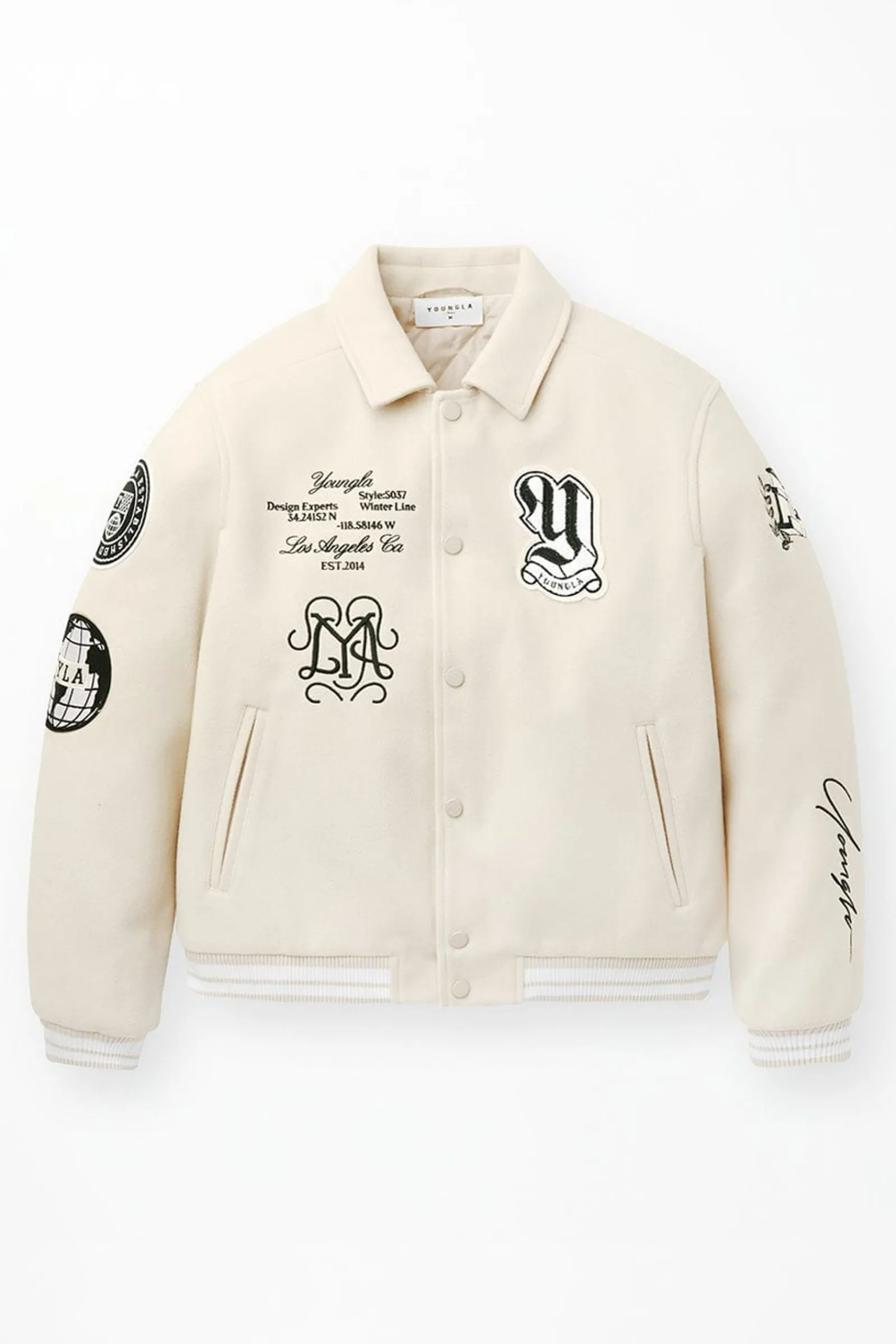 Outerwear<Youngla 569-Ace Of Spade Letterman Black|Bone|Carolina Blue