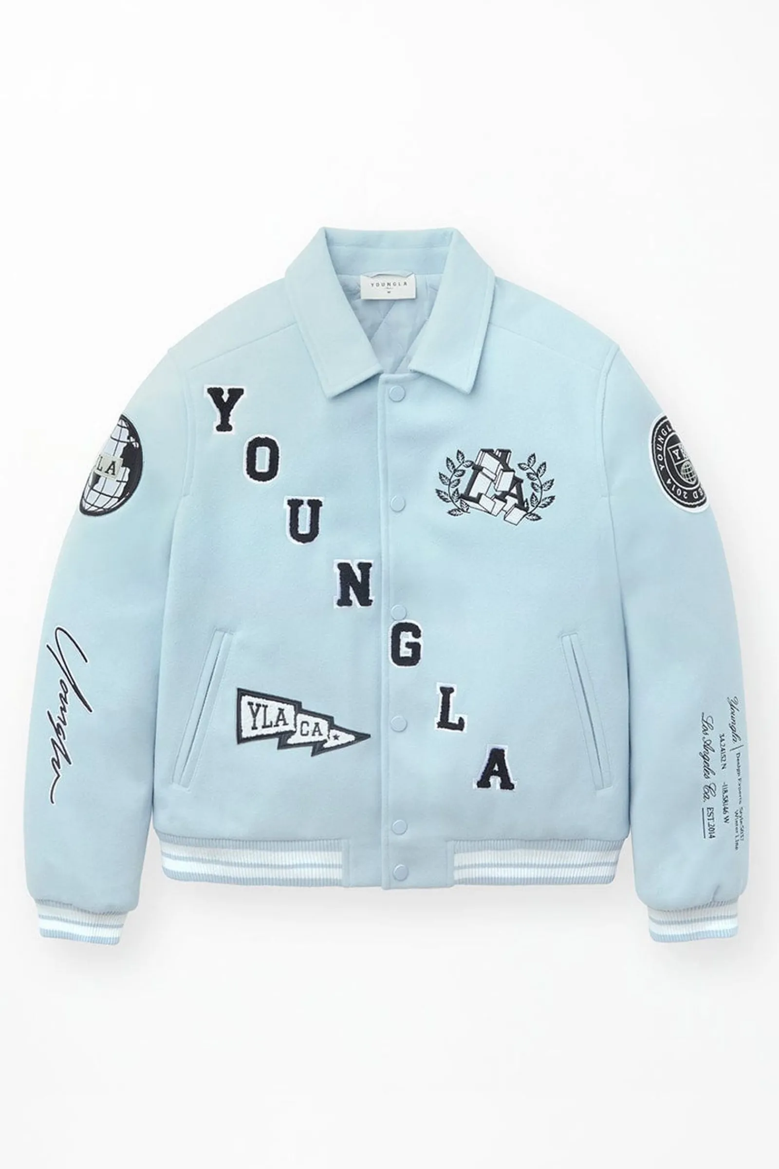 Outerwear<Youngla 569-Ace Of Spade Letterman Black|Bone|Carolina Blue