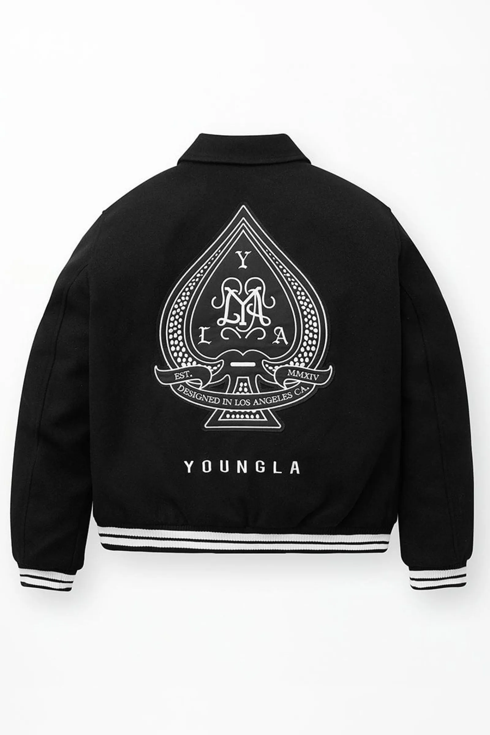 Outerwear<Youngla 569-Ace Of Spade Letterman Black|Bone|Carolina Blue
