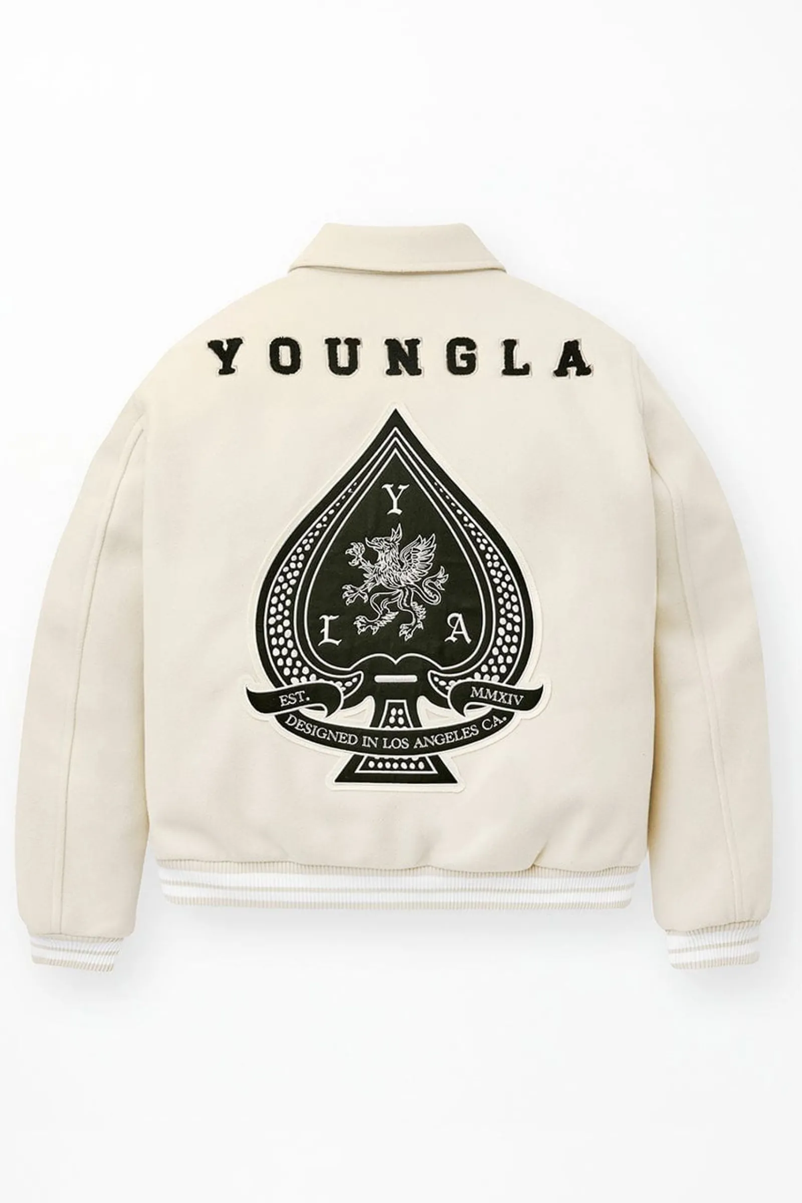 Outerwear<Youngla 569-Ace Of Spade Letterman Black|Bone|Carolina Blue