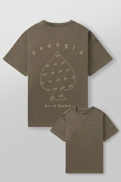 Shirts<Youngla 4098-Ace Of Spades Tees Black|Charcoal|Coffee|Off-White