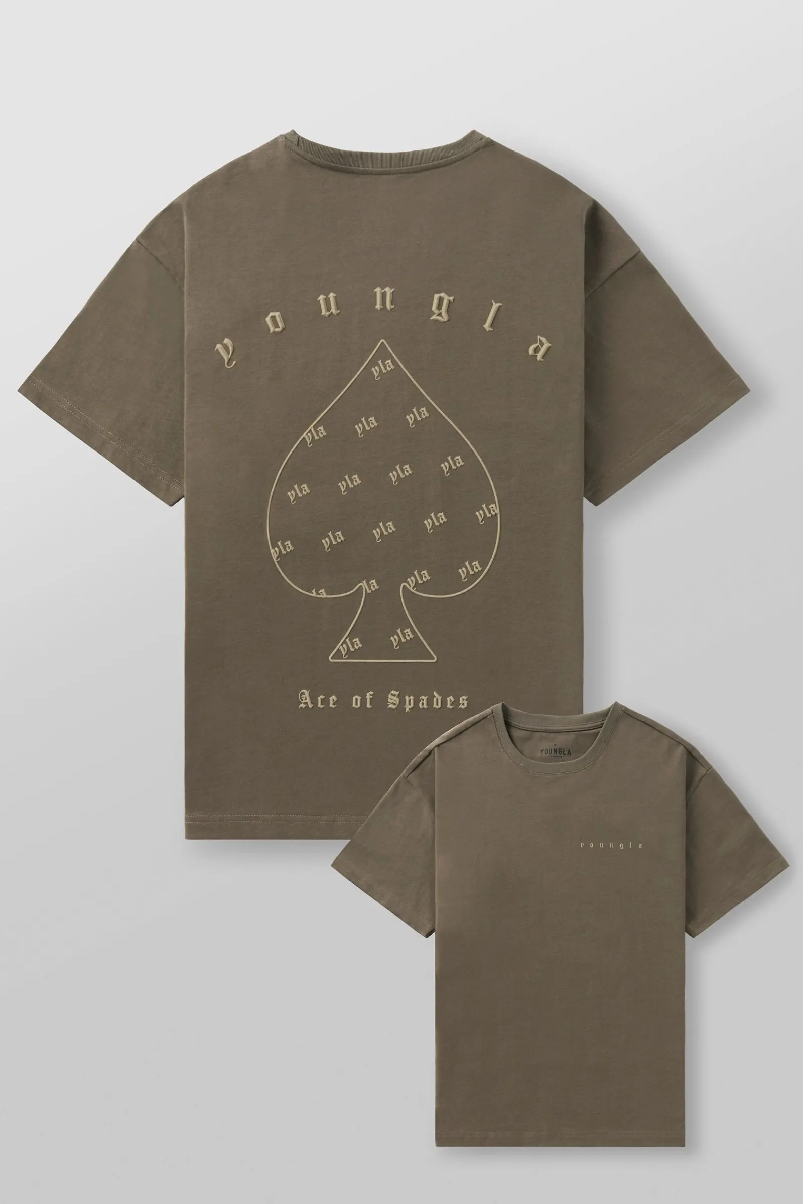 Shirts<Youngla 4098-Ace Of Spades Tees Black|Charcoal|Coffee|Off-White