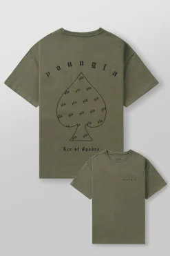 Shirts<Youngla 4098-Ace Of Spades Tees Black|Charcoal|Coffee|Off-White