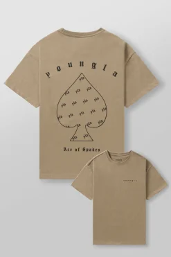 Shirts<Youngla 4098-Ace Of Spades Tees Black|Charcoal|Coffee|Off-White