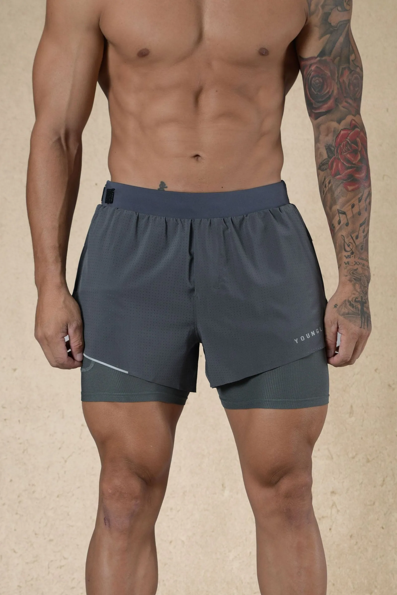 Shorts<Youngla 124-6Am Compression Shorts Black|Grey|Off-White|Plum