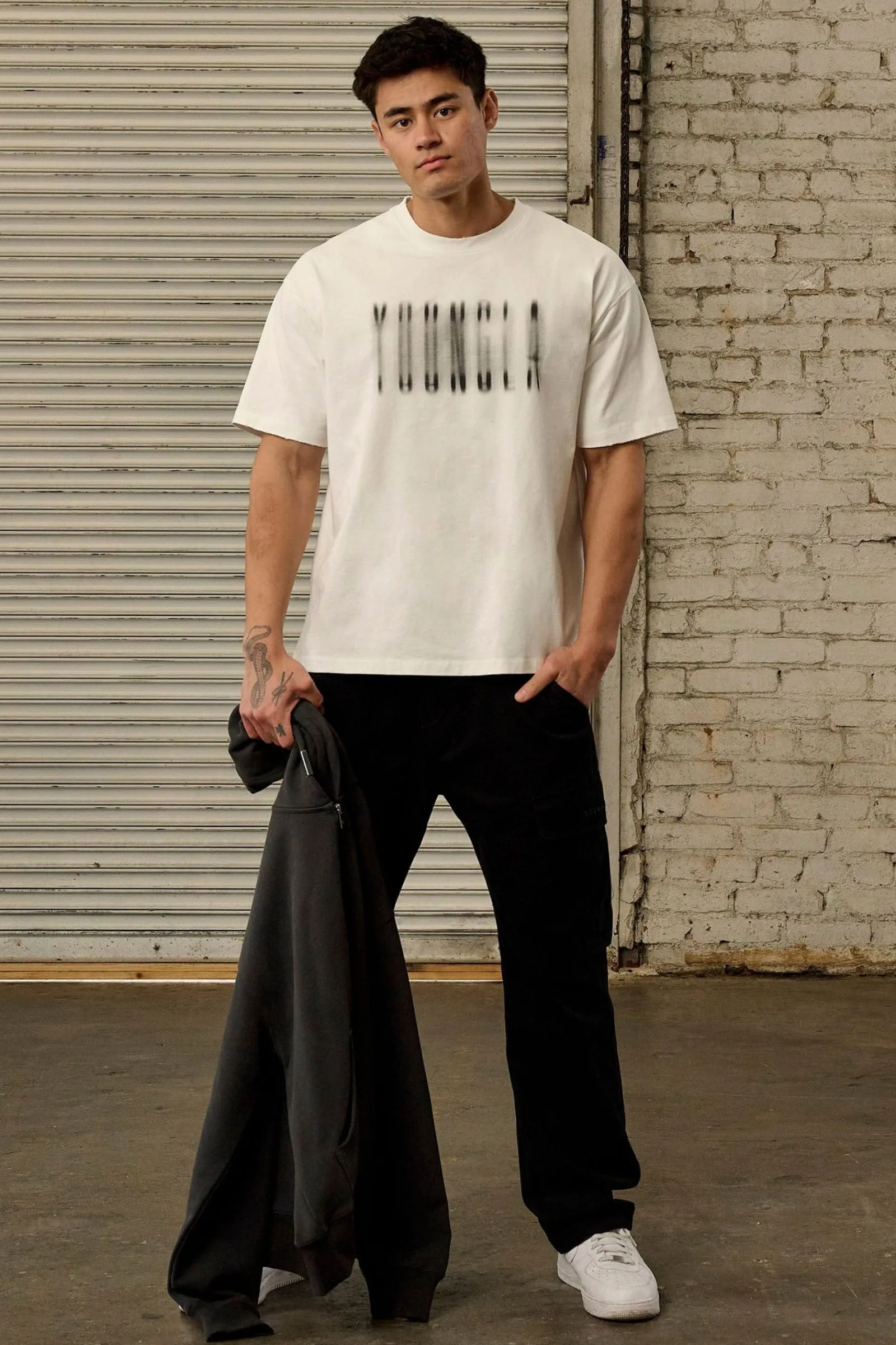 Shirts<Youngla 4075-Blurry Heavyweight Tee Black Wash|Brown Wash|Grey Wash|White