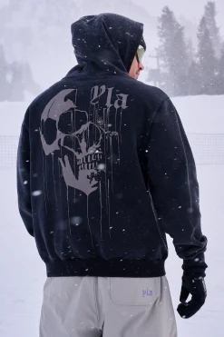 Outerwear<Youngla 551-Drippy Skull Hoodie Black Wash|Beige Wash|Grey Wash