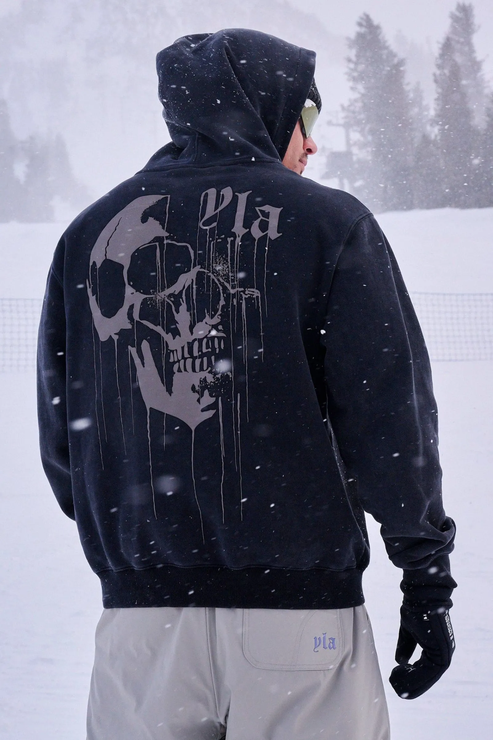 Outerwear<Youngla 551-Drippy Skull Hoodie Black Wash|Beige Wash|Grey Wash