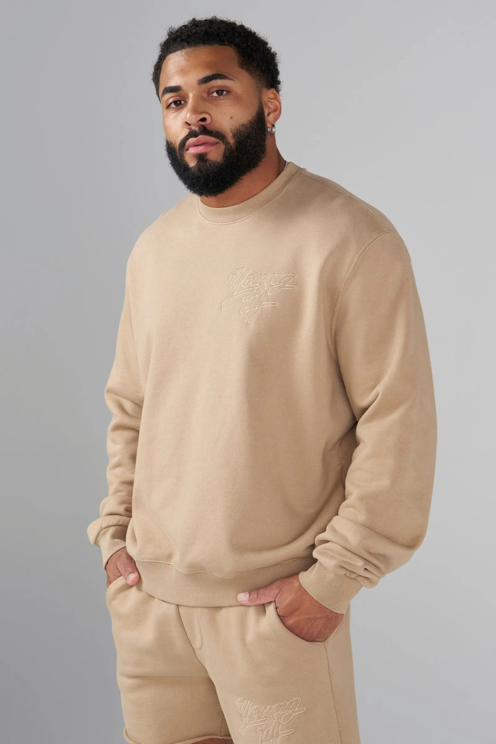 Outerwear<Youngla 5092-Effortless Sets-Crewnecks Black|Brown Camel|Charcoal|Off-White