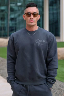 Outerwear<Youngla 5092-Effortless Sets-Crewnecks Black|Brown Camel|Charcoal|Off-White