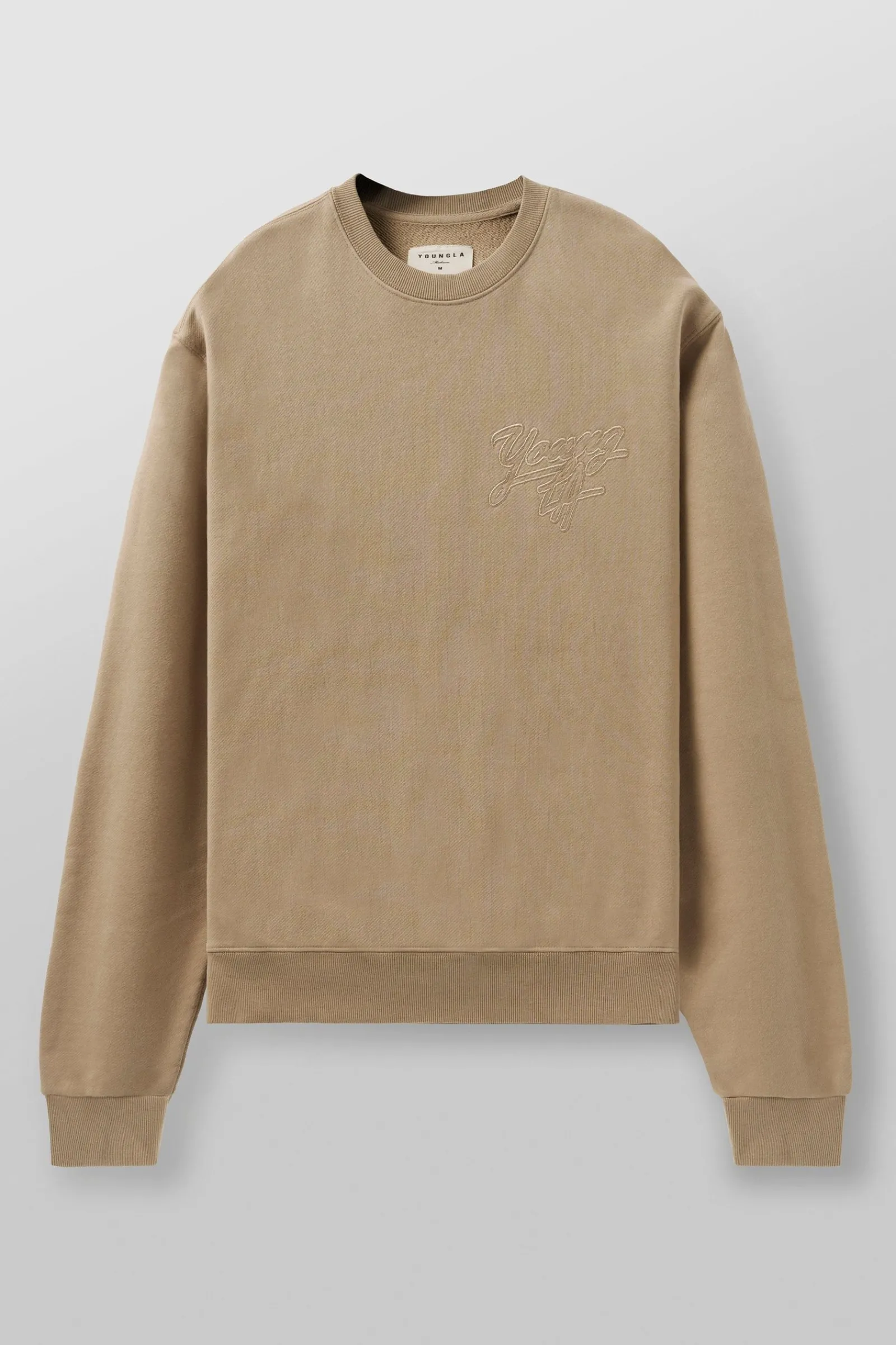 Outerwear<Youngla 5092-Effortless Sets-Crewnecks Black|Brown Camel|Charcoal|Off-White