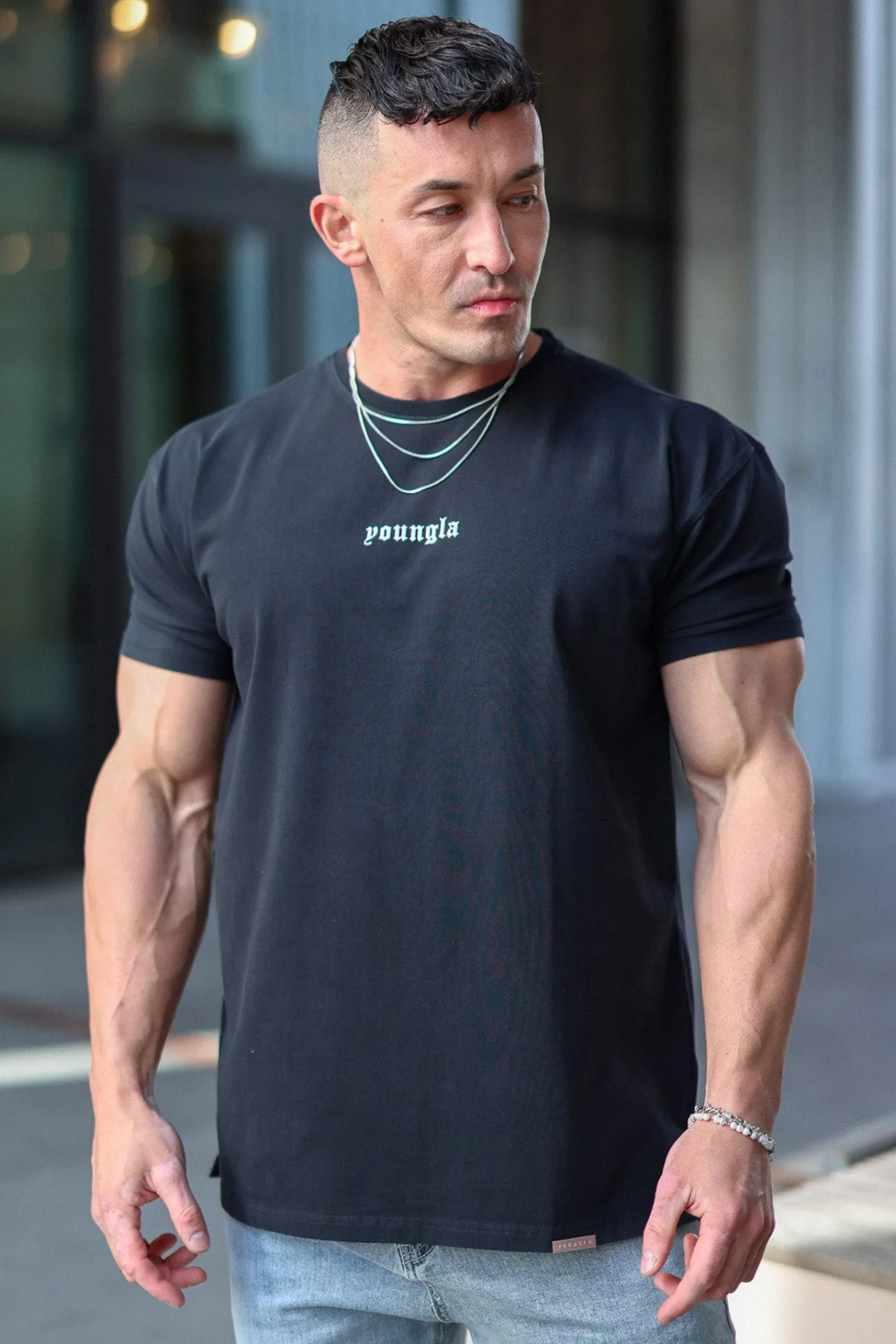 Shirts<Youngla 4059-Fitted Metal Tee Black Wash|Brown Wash|Coal Wash|Peat Wash