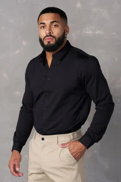 Shirts<Youngla 803-Formal Dress Shirts Black|Light Pink|Navy|Purple