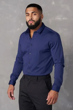 Shirts<Youngla 803-Formal Dress Shirts Black|Light Pink|Navy|Purple