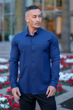Shirts<Youngla 803-Formal Dress Shirts Black|Light Pink|Navy|Purple
