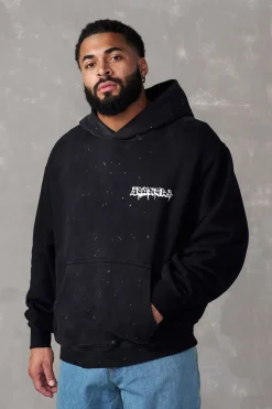 Outerwear<Youngla 5081-Graffiti Hoodies Black Wash|Blue Wash|Grey Wash