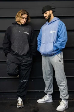 Outerwear<Youngla 5081-Graffiti Hoodies Black Wash|Blue Wash|Grey Wash