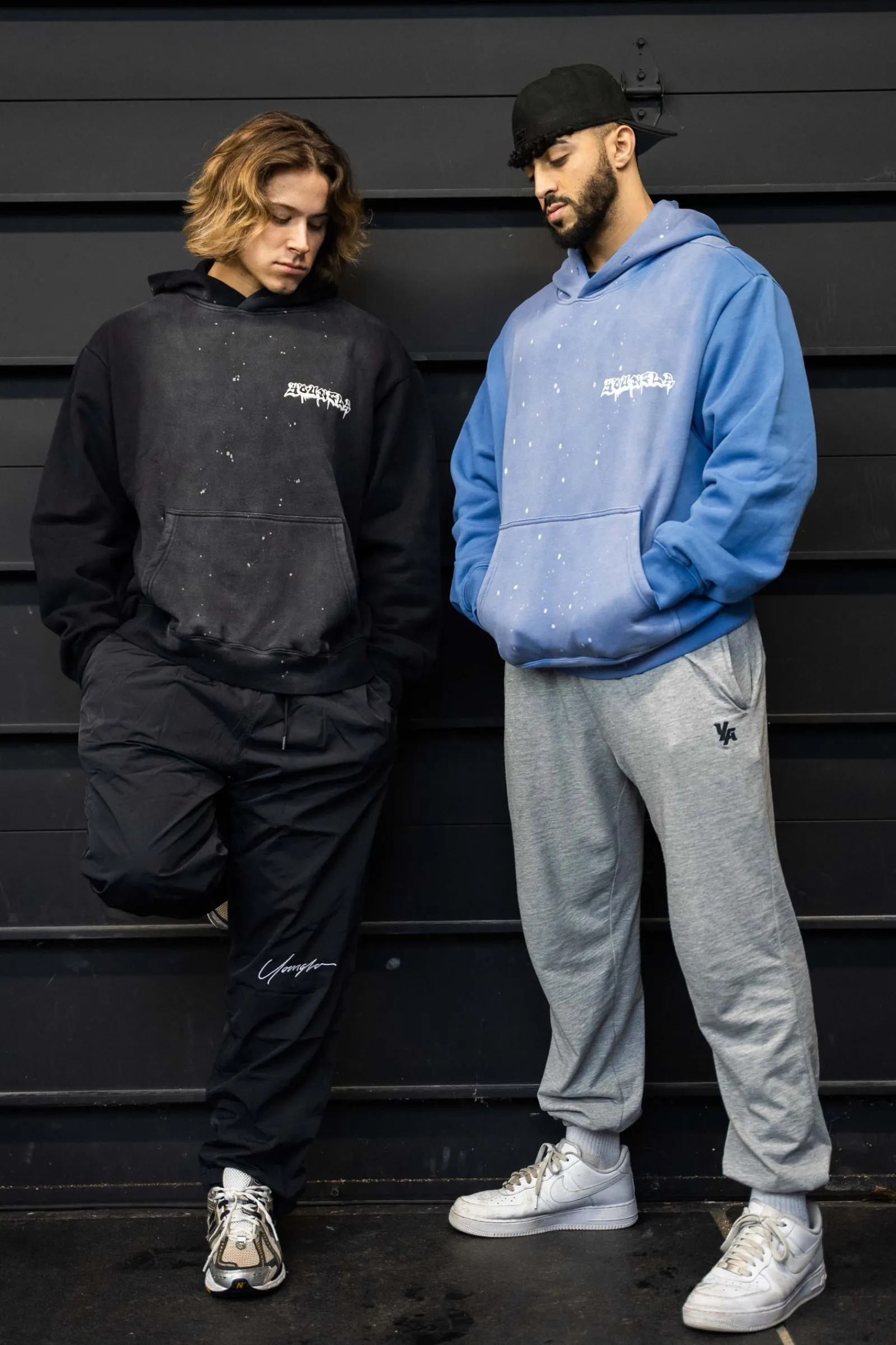 Outerwear<Youngla 5081-Graffiti Hoodies Black Wash|Blue Wash|Grey Wash