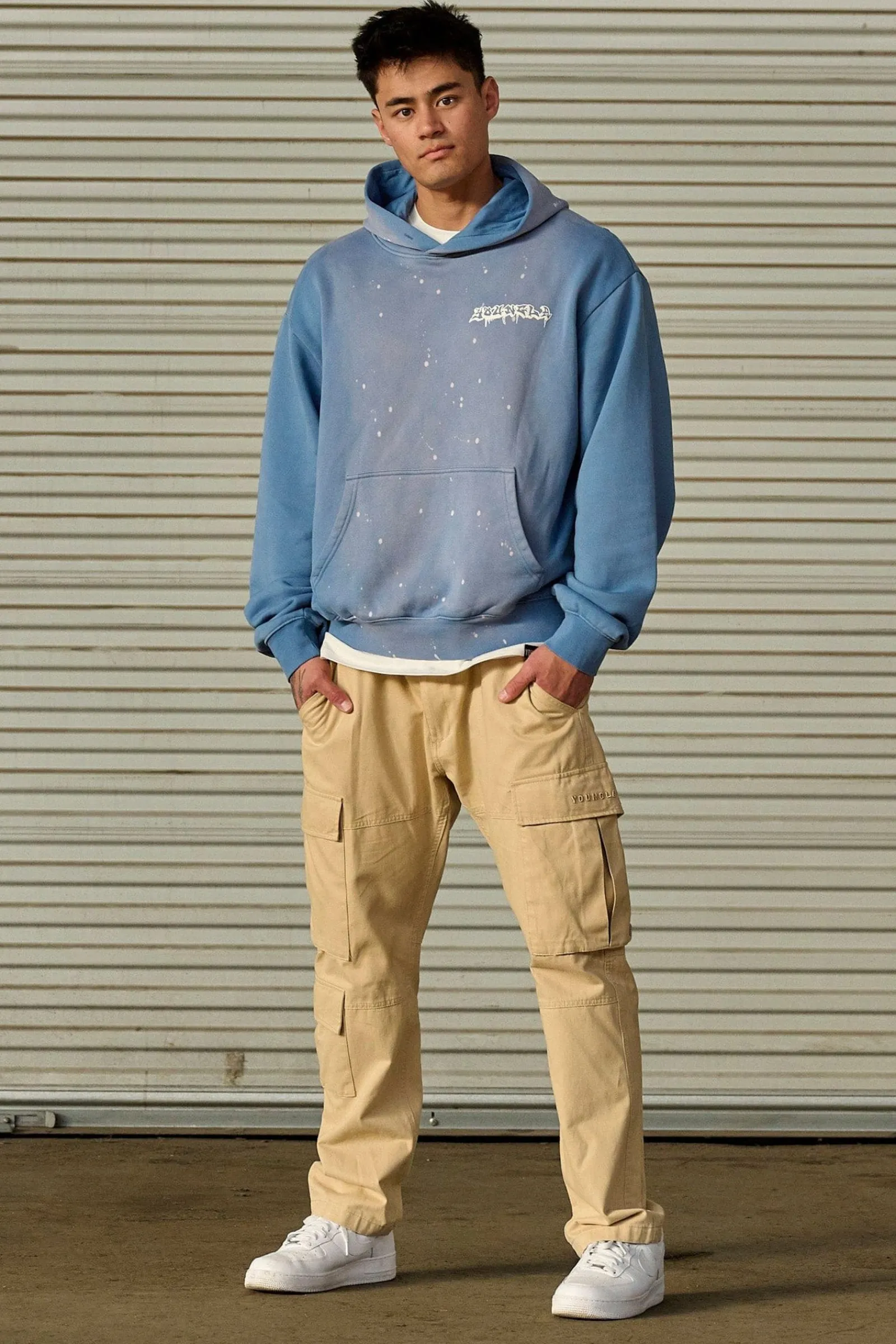 Outerwear<Youngla 5081-Graffiti Hoodies Black Wash|Blue Wash|Grey Wash