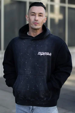 Outerwear<Youngla 5081-Graffiti Hoodies Black Wash|Blue Wash|Grey Wash