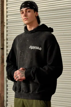 Outerwear<Youngla 5081-Graffiti Hoodies Black Wash|Blue Wash|Grey Wash