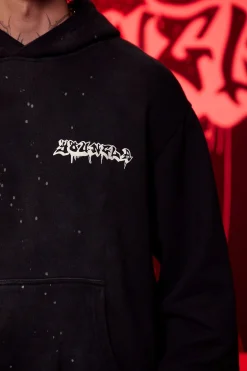 Outerwear<Youngla 5081-Graffiti Hoodies Black Wash|Blue Wash|Grey Wash