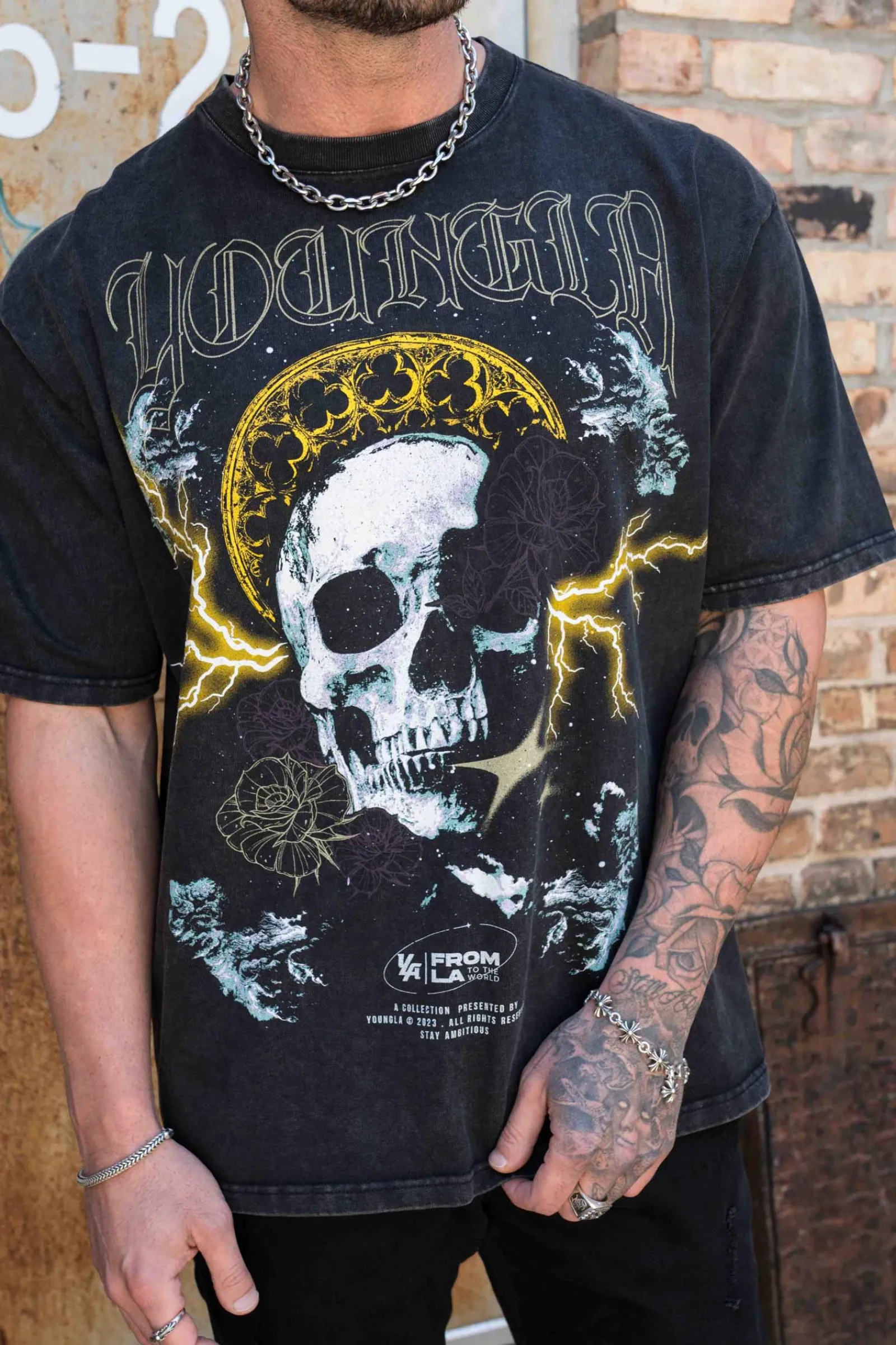 Shirts<Youngla 4058-Inferno Tees Blaze Rider|Haloed Skull|Road Ripper|Skeletal Serpents