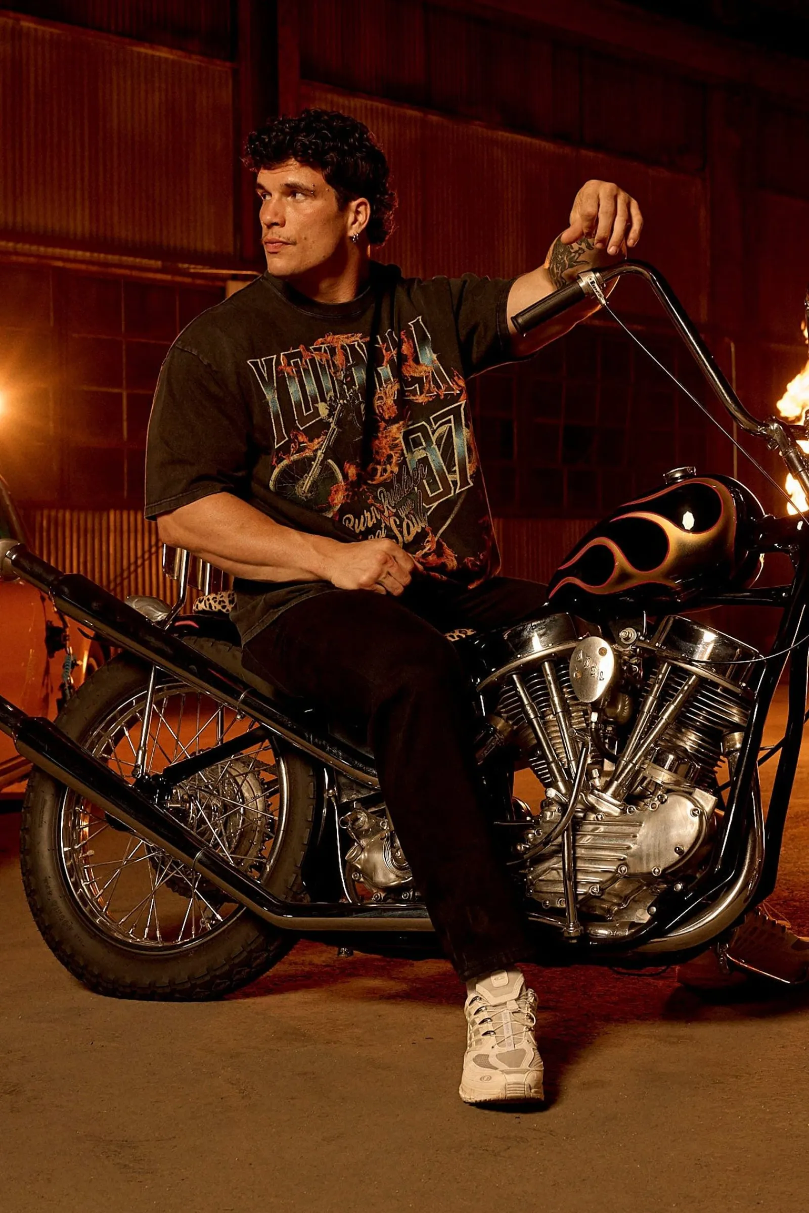 Shirts<Youngla 4058-Inferno Tees Blaze Rider|Haloed Skull|Road Ripper|Skeletal Serpents