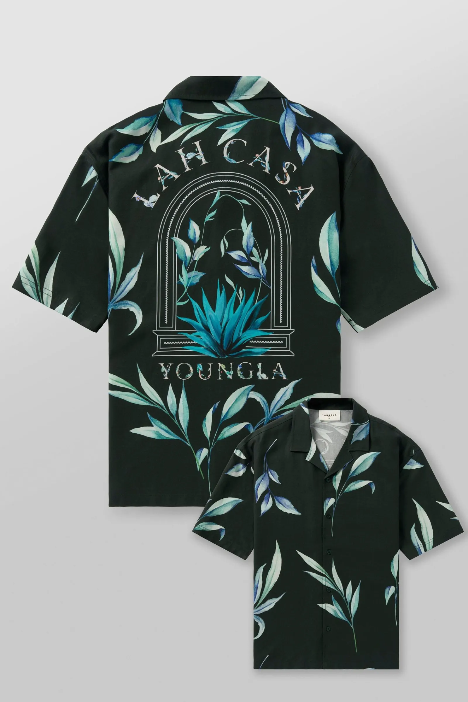 Shirts<Youngla 4038-Lah Casa Shirts Black|Jungle Green|Navy|White