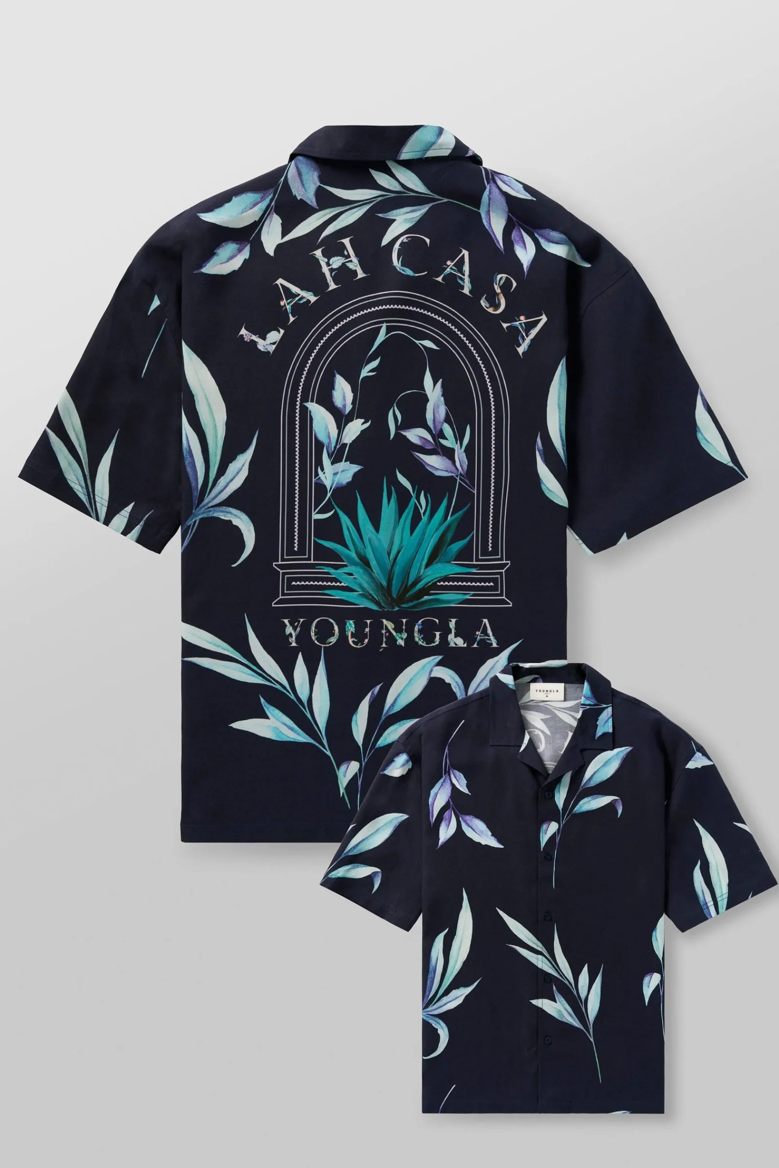 Shirts<Youngla 4038-Lah Casa Shirts Black|Jungle Green|Navy|White