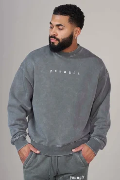Outerwear<Youngla 5099-Love Sets-Crewnecks Black Wash|Beige Wash|Grey Wash|Lavender Wash