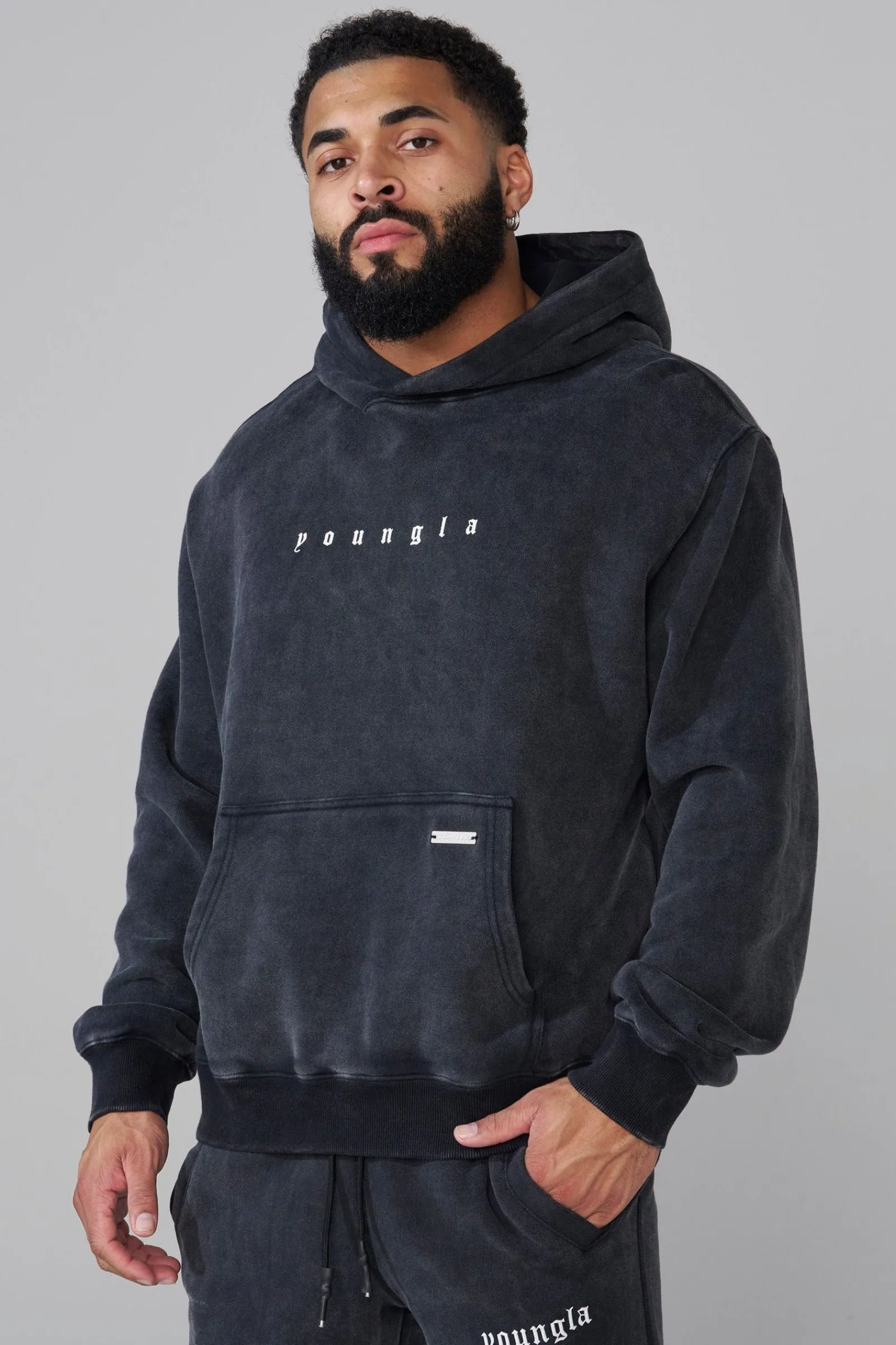 Outerwear<Youngla 5018-Love Sets-Hoodies Black Wash|Beige Wash|Grey Wash|Lavender Wash