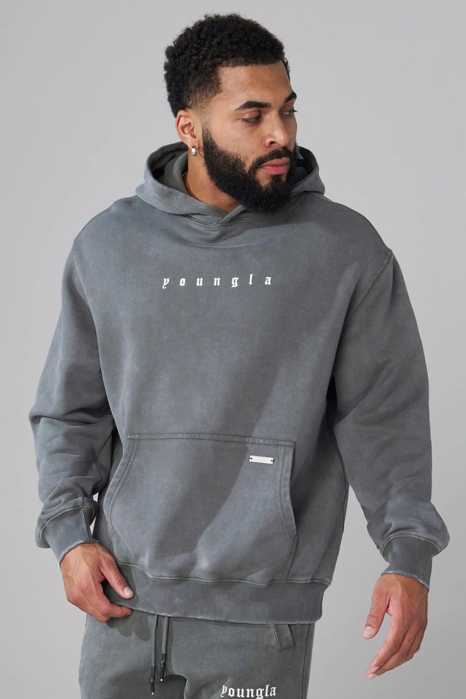 Outerwear<Youngla 5018-Love Sets-Hoodies Black Wash|Beige Wash|Grey Wash|Lavender Wash