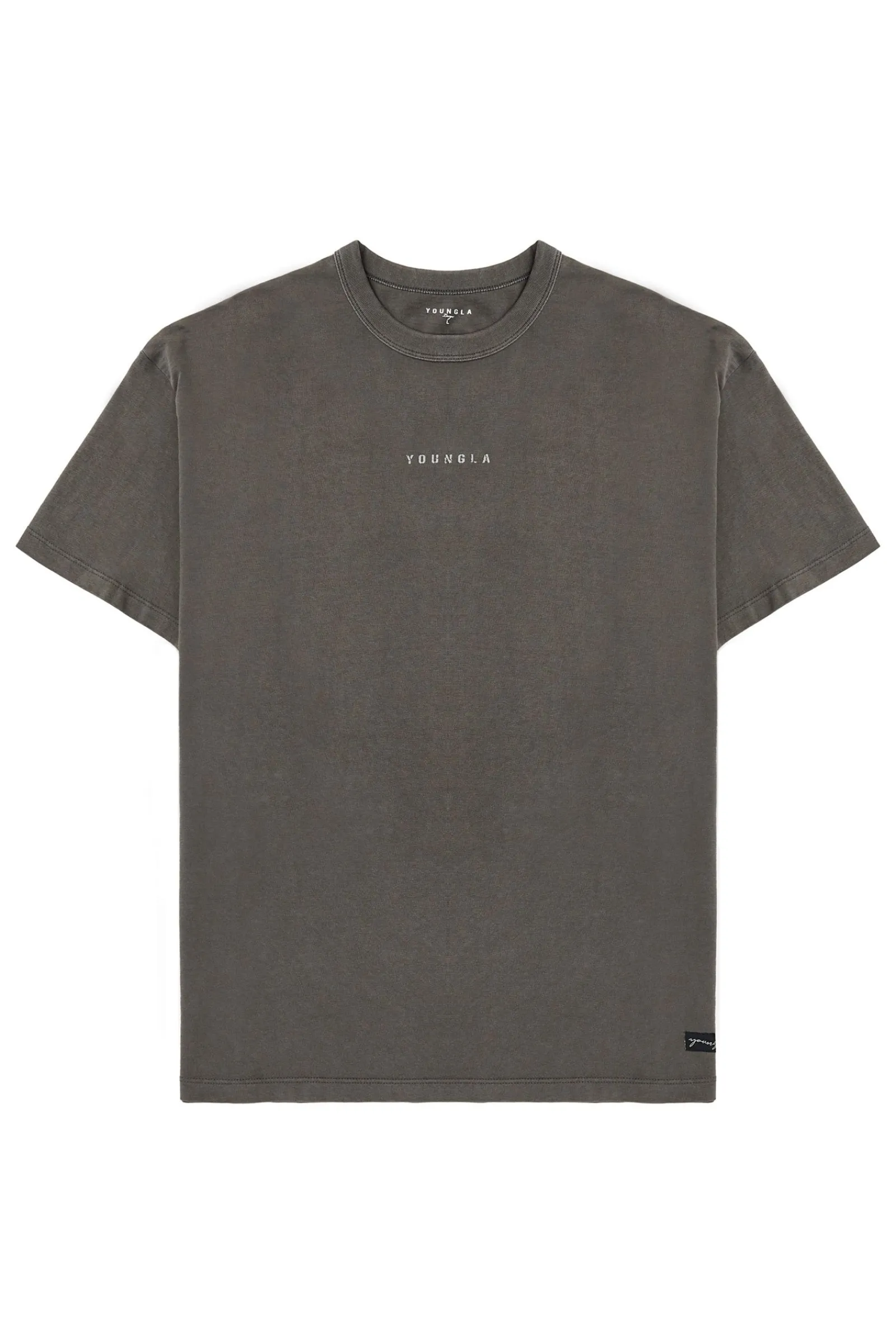 Shirts<Youngla 472-Mellow Logo Tees Black Wash|Cream Wash|Coal Wash|Dusty Pink Wash