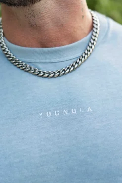 Shirts<Youngla 472-Mellow Logo Tees Black Wash|Cream Wash|Coal Wash|Dusty Pink Wash