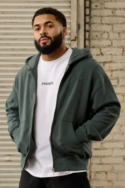 Outerwear<Youngla 5066-Metal Zip-Up Black|Beige|Charcoal|Pure White