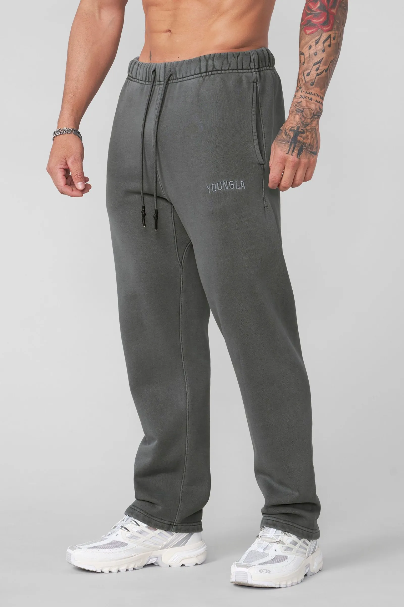 Joggers<Youngla 2078-Minimal No Cuff Joggers Black Wash|Burgundy Wash|Coal Wash|Sky Blue Wash