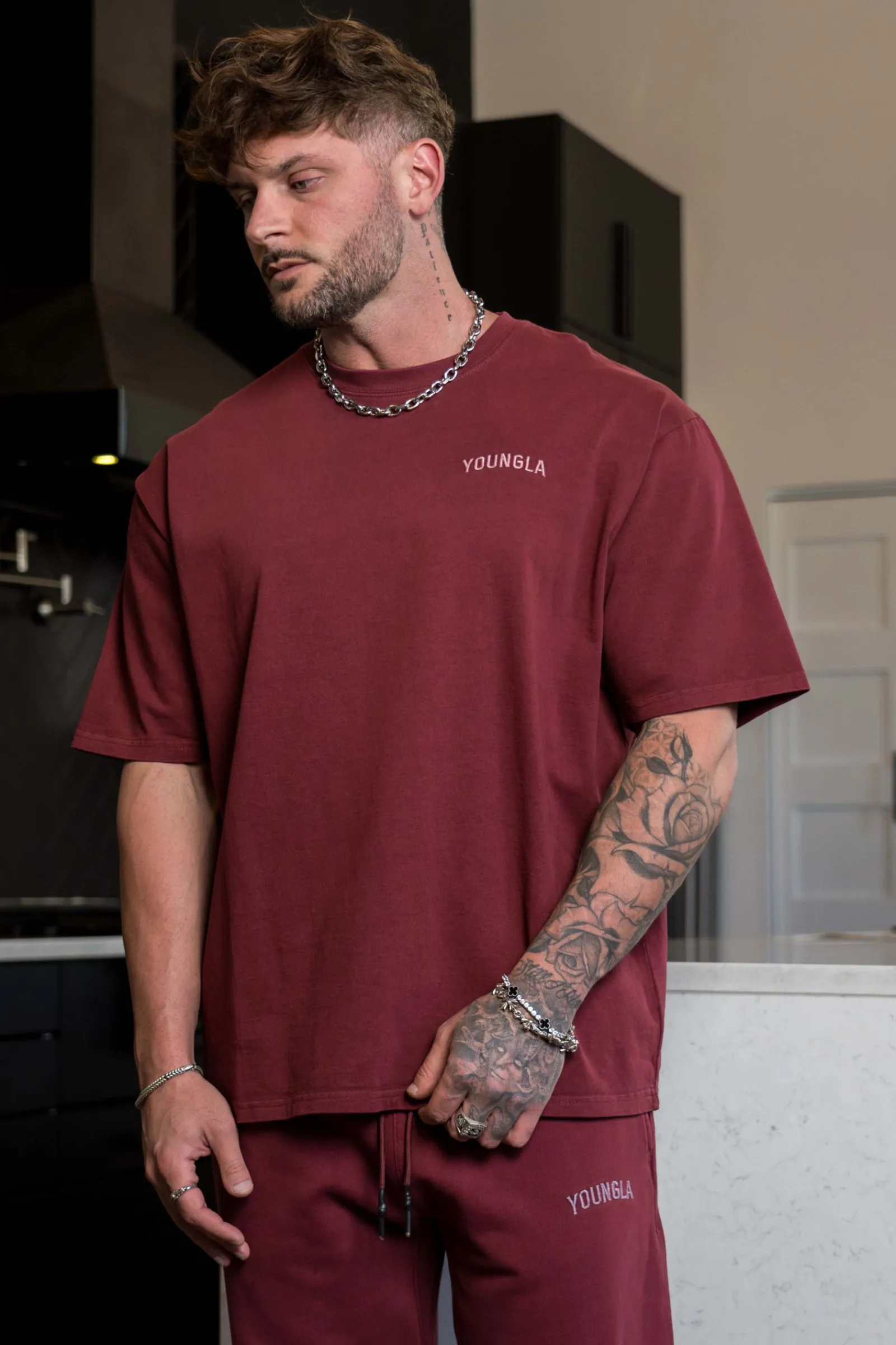 Shirts<Youngla 4017-Minimal Tees Black Wash|Burgundy Wash|Coal Wash|Sky Blue Wash