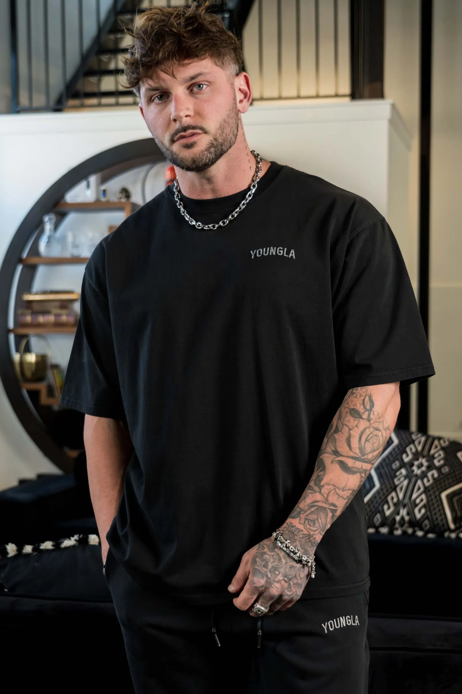 Shirts<Youngla 4017-Minimal Tees Black Wash|Burgundy Wash|Coal Wash|Sky Blue Wash